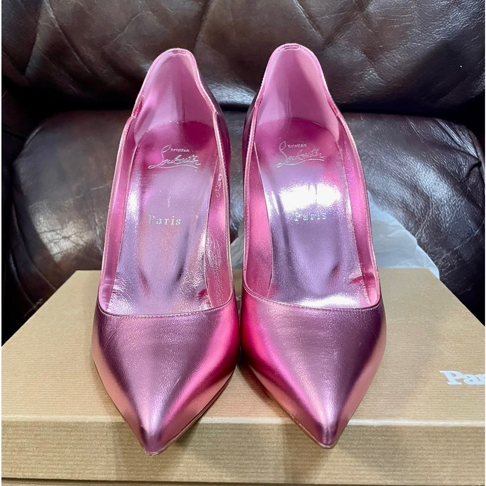 Christian Louboutin HotChick EU37.5 rose gold kid iridescent leather. 100mm - Picture 7 of 10